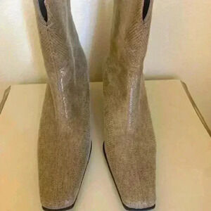 stuart weitzman beige leather snake  ankle boots